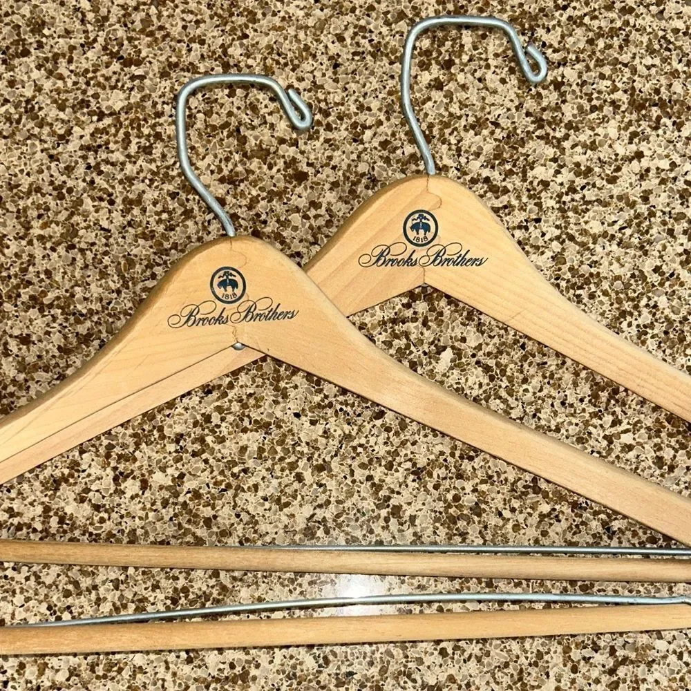 Brooks Brothers Light Tan Tongue and Groove Wooden Hangers